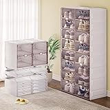 YITAHOME Shoe Storage Organizer, Folding Shoe Box with Transparent Doors, 2-16 Grid Stackable Shoe C | Amazon (US)