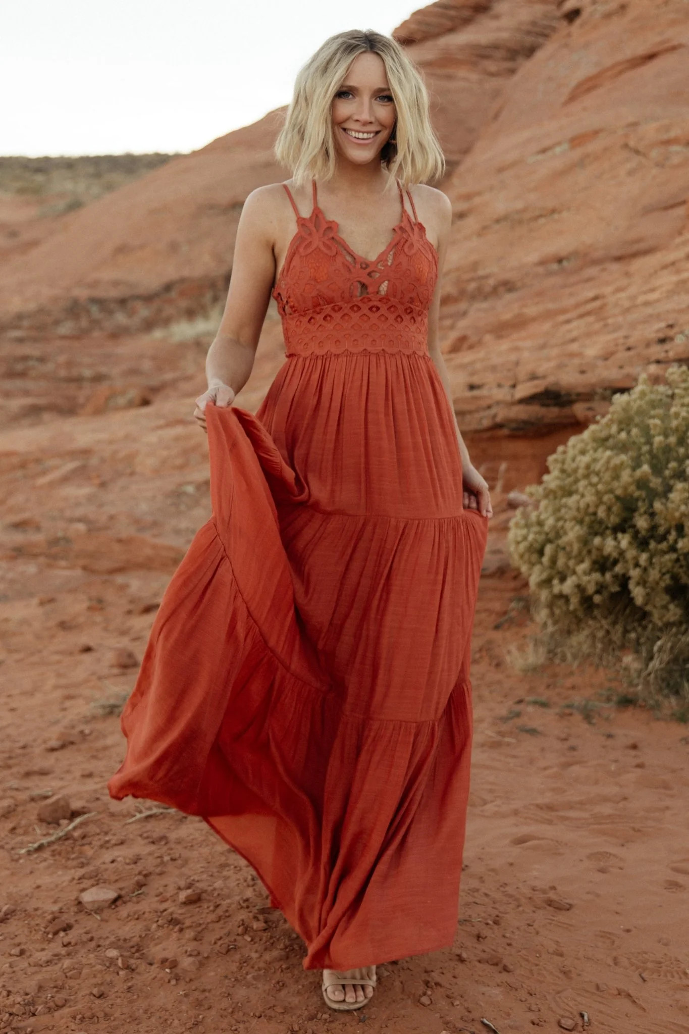 Summerlin Lace Top Maxi Dress | Rust | Baltic Born