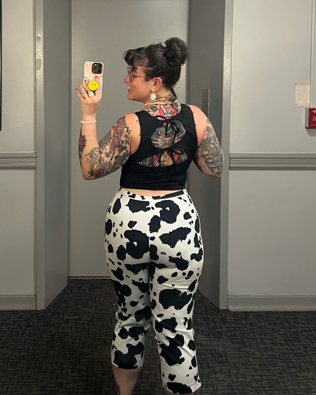 on a forever quest to find shelf bra tanks that show off my back tattoo and this one has the cutest cut outs!! i’m wearing a size L (but aerie shelf tanks in XL and above typically have a better elastic so size up if you’re unsure imo) currently 30% off!!

cowprint pants are thrifted but i linked another one i like (:

#LTKsale #LTKmidsize #LTKsummer