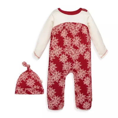 Burt's Bees Baby® Size 3-6M 2-Piece Poinsettia Organic Cotton Jumpsuit and Hat Set | Bed Bath & Beyond