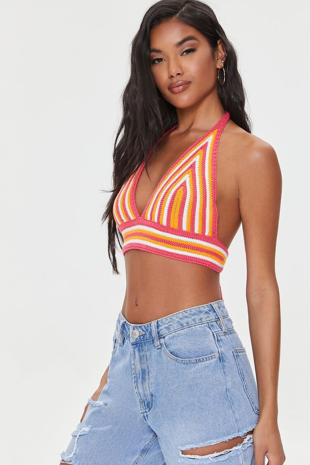 Striped Crochet Halter Crop Top | Forever 21 (US)