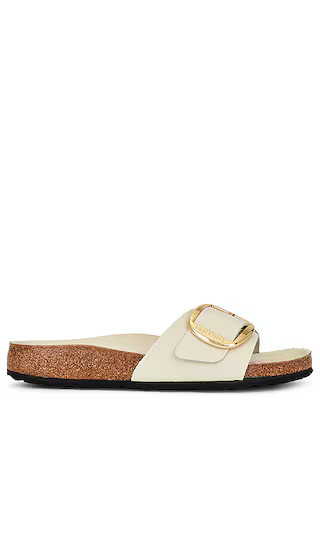 Madrid High Shine Big Buckle Sandal in Ecru | Revolve Clothing (Global)