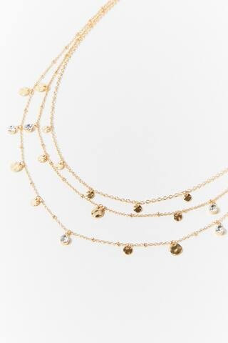 Layered Faux Gem & Disc Charm Necklace | Forever 21 (US)