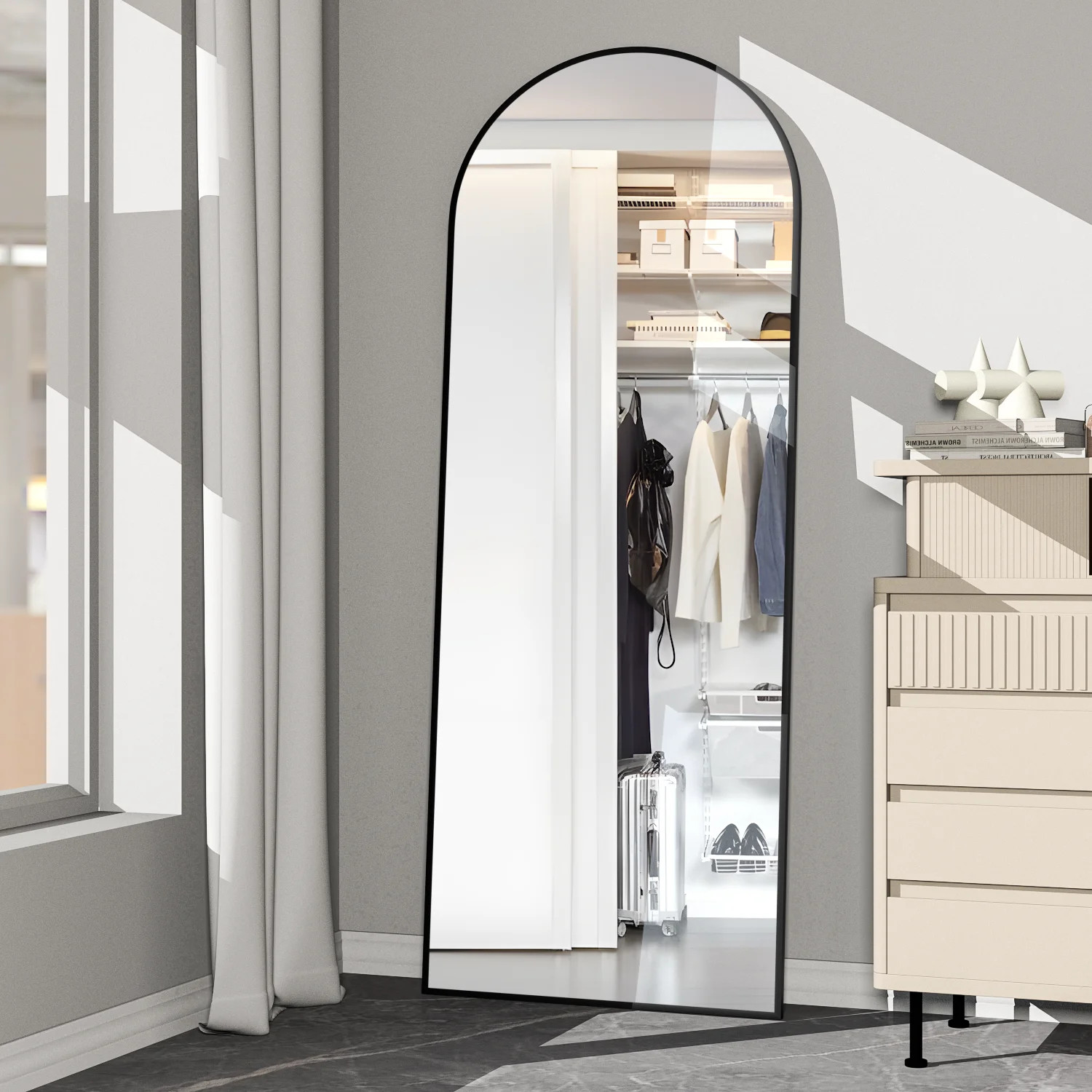 CISTEROMAN Arched Mirror 64"x21" Full Length Arch Floor Mirror Full Body Mirror Standing Arch Mir... | Walmart (US)