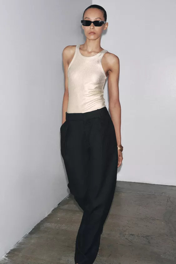 METALLIC RIBBED BODYSUIT | Zara US