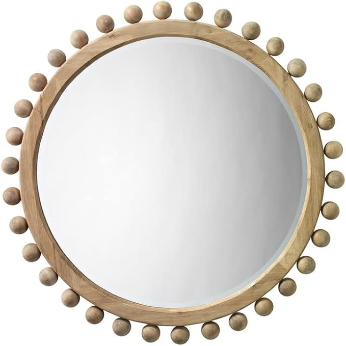 Eden Home Coastal Wood Mirror with Small Balls in Natural Finish | Amazon (US)