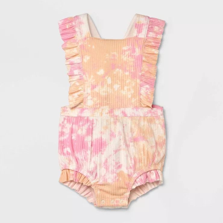 Baby Girls' Tie-Dye Ruffle Romper - Cat & Jack™ Pink | Target