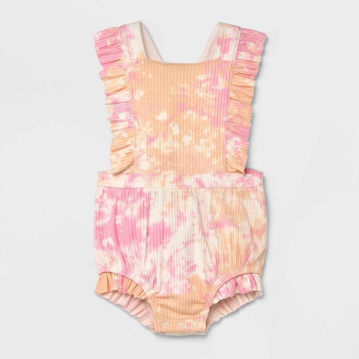 Baby Girls' Tie-Dye Ruffle Romper - Cat & Jack™ Pink | Target