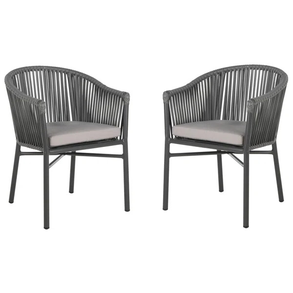 Teagan Rope Stacking Patio Dining Chair with Cushion (Set of 2) | Wayfair North America