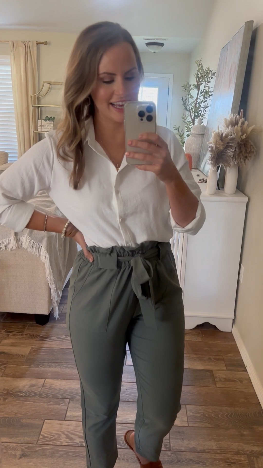 Work outfit from Amazon! 
White button down paired with paperbag pants & loafers. Wearing a M in blouse & pants.

Work clothes. Mom outfit. Workwear. Casual style. Mom style. Fall fashion. 

#LTKworkwear #LTKSeasonal #LTKunder50