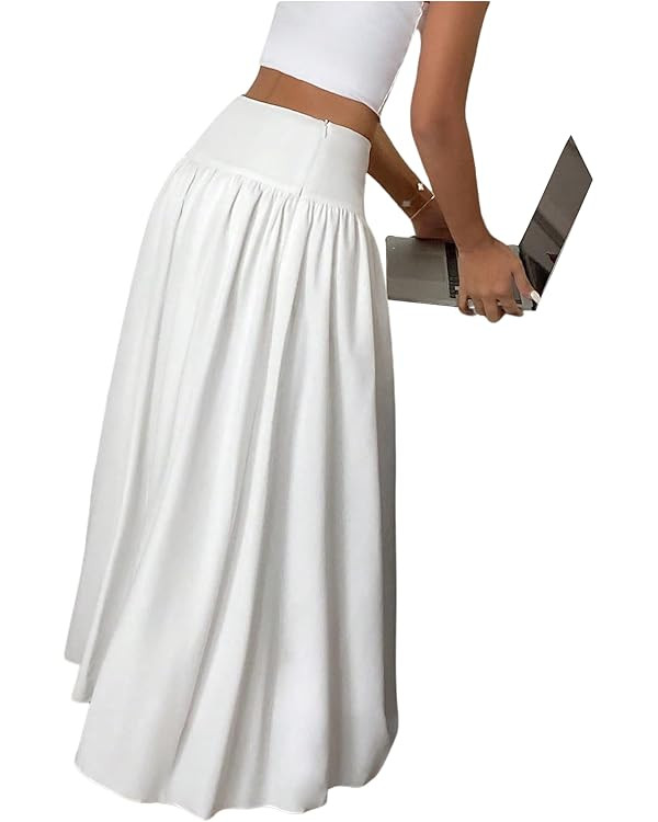 GORGLITTER Women's Flowy Long Skirt High Waist Flared A Line Maxi Skirts Trendy 2025 | Amazon (US)