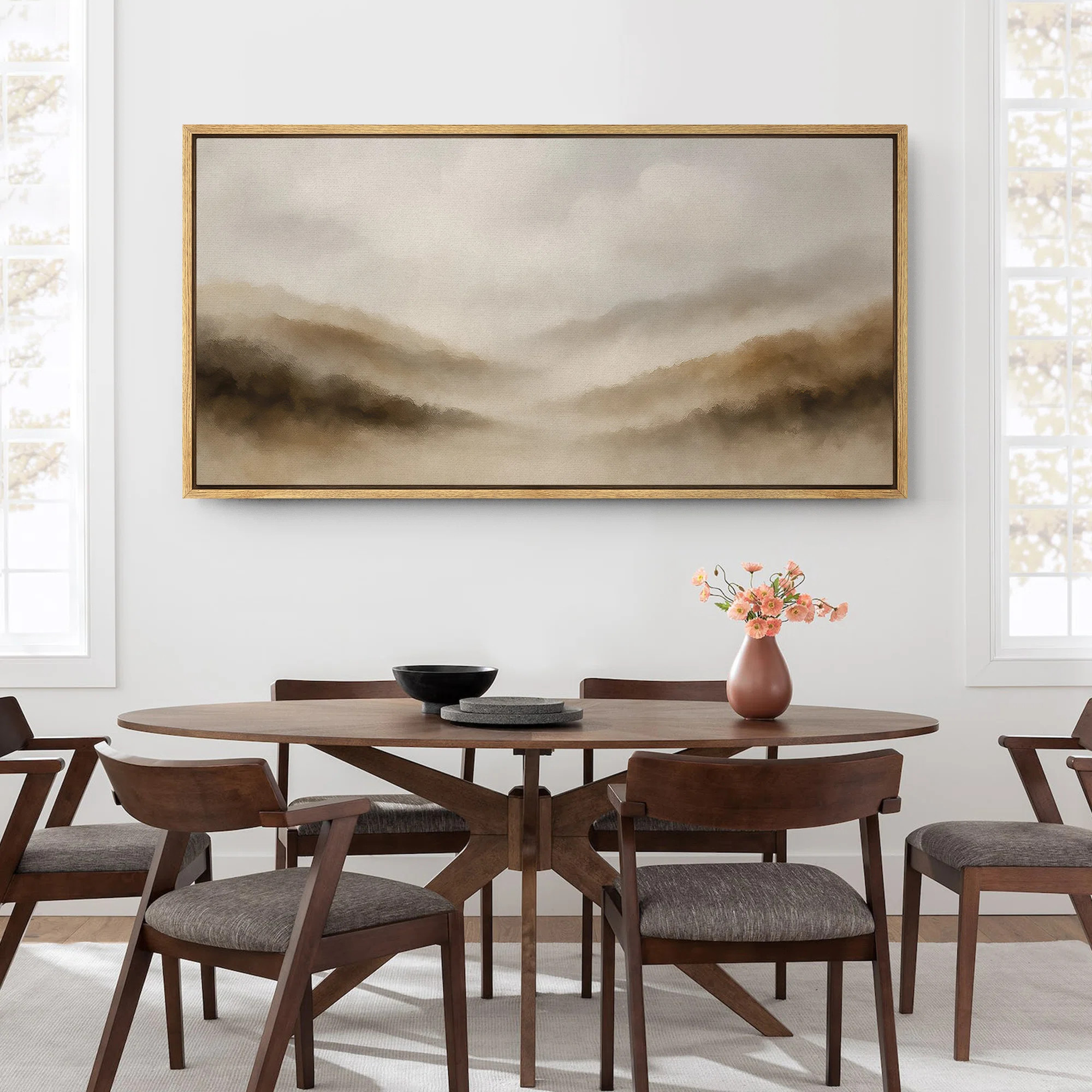 Large Framed Canvas Print Wall Art - Neutral Abstract Landscape Print for Minimalist Modern Wall ... | Wayfair North America