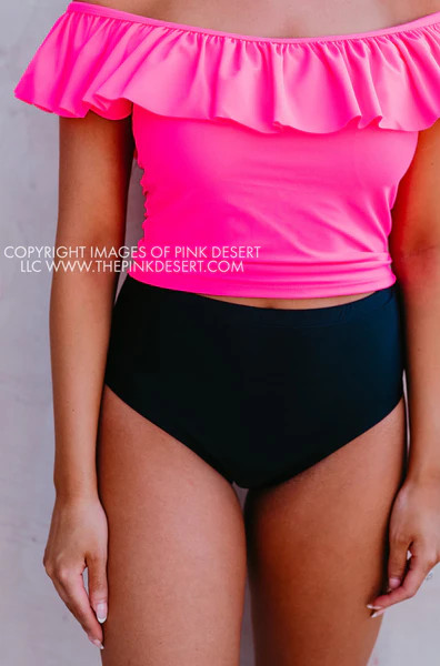 PINK DESERT VINTAGE HIGH WAIST SWIM BOTTOM IN BLACK | Pink Desert