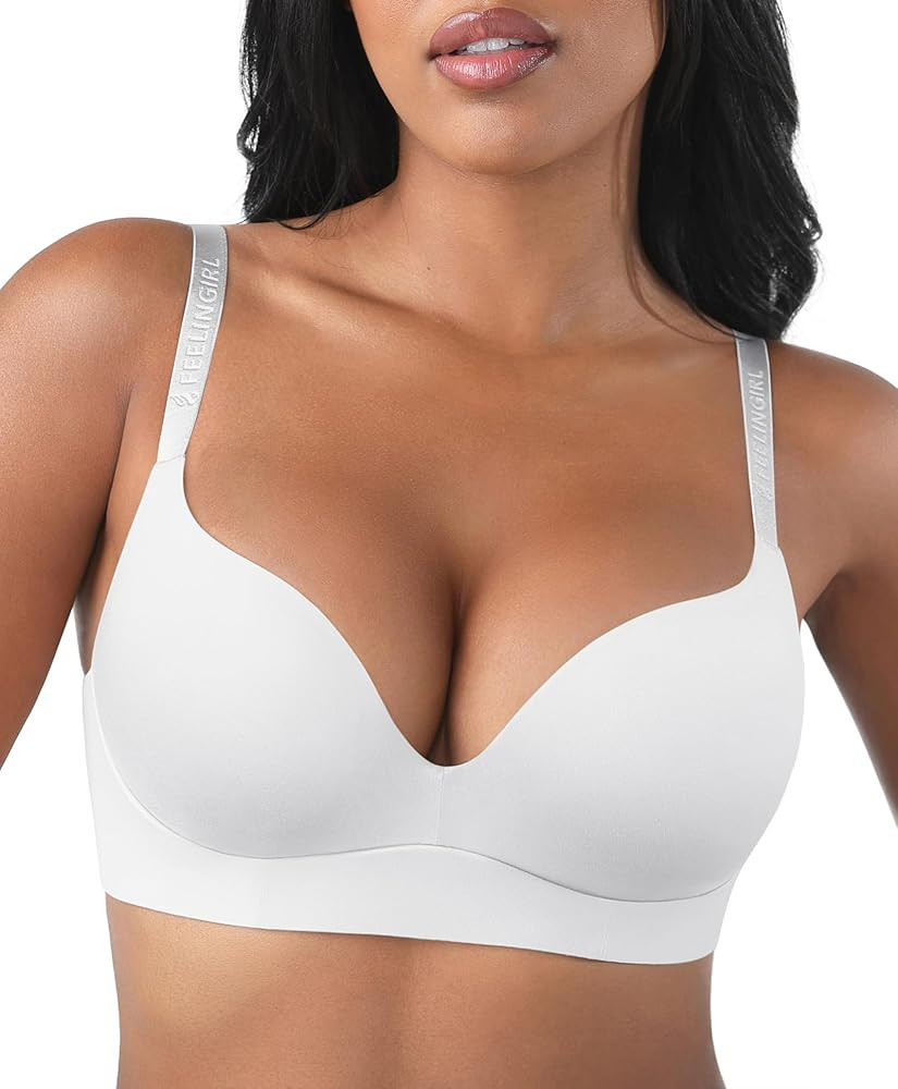 FeelinGirl Wireless Bras Comfortable Push Up Bra Full Support Lift Bralette Seamless Tshirt Bras | Amazon (US)