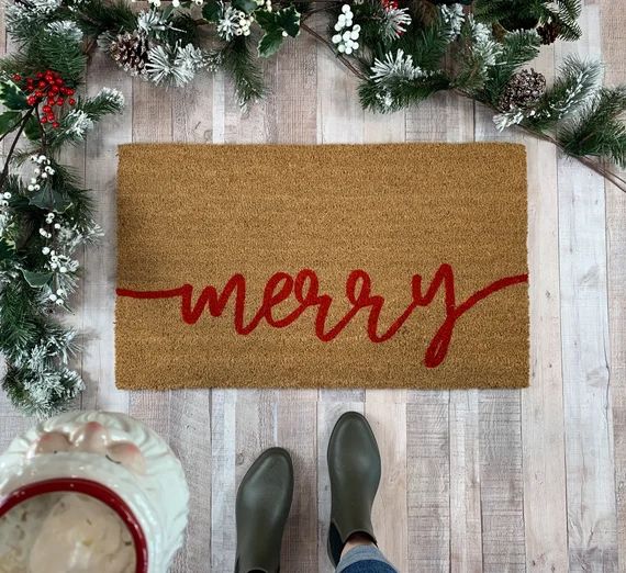 Christmas Doormat, Winter Doormat, Front Door Mat, Holiday Door Mat, Christmas Decorations, Doorm... | Etsy (US)