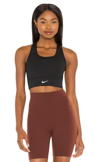 Swoosh Long Line Bra in Black | Revolve Clothing (Global)