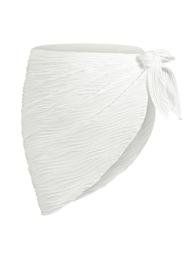 ZAFUL Boho Beach Cover Ups for Women Sarong Coverups Sheer Bikini Chiffon Wraps Skirts for Swimwear 2-White | Amazon (US)