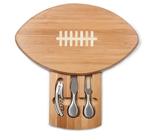 Picnic Time Quarterback Football Cheese Board &Tool Set - QVC.com | QVC