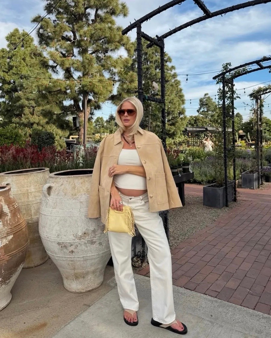 Wearing a small in jacket, medium tank, 31 in jeans (sized up for pregnancy, shoes run tts! Code KATHLEEN20 for discount on rings. #kathleenpost

Spring transition outfit, spring outfit 2026, bump friendly look, maternity outfit, spring lunch date    



#LTKBump #LTKootd #LTKSeasonal #LTKSeasonal #LTKBump #LTKootd