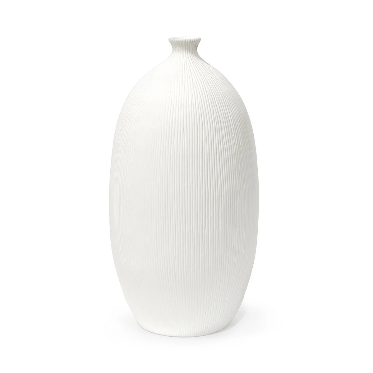 Tall Rounded Porcelain White Vase | Blue Print