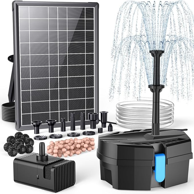 POPOSOAP Solar Pond Filter with Fountain Pump Kit, 8W Solar Water Fountain Pump, Solar Pond Pump ... | Amazon (US)