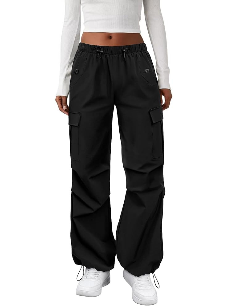 Cargo Pants Women Elastic Waisted Parachute Hiking Pants with Pockets Water-Resistant Lightweight... | Amazon (US)