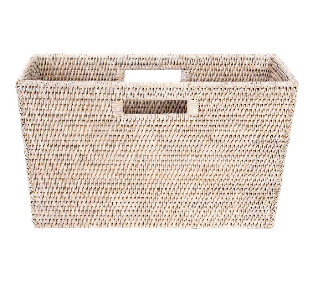 Tava Handwoven Rattan Rectangular Magazine Holder | Pottery Barn (US)