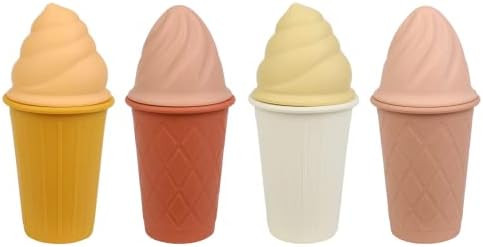 BLUE GINKGO Ice Cream Sand Toys - Silicone Beach Toy Ice Cream Set of 4 | Easy Clean, Travel-Friendl | Amazon (US)