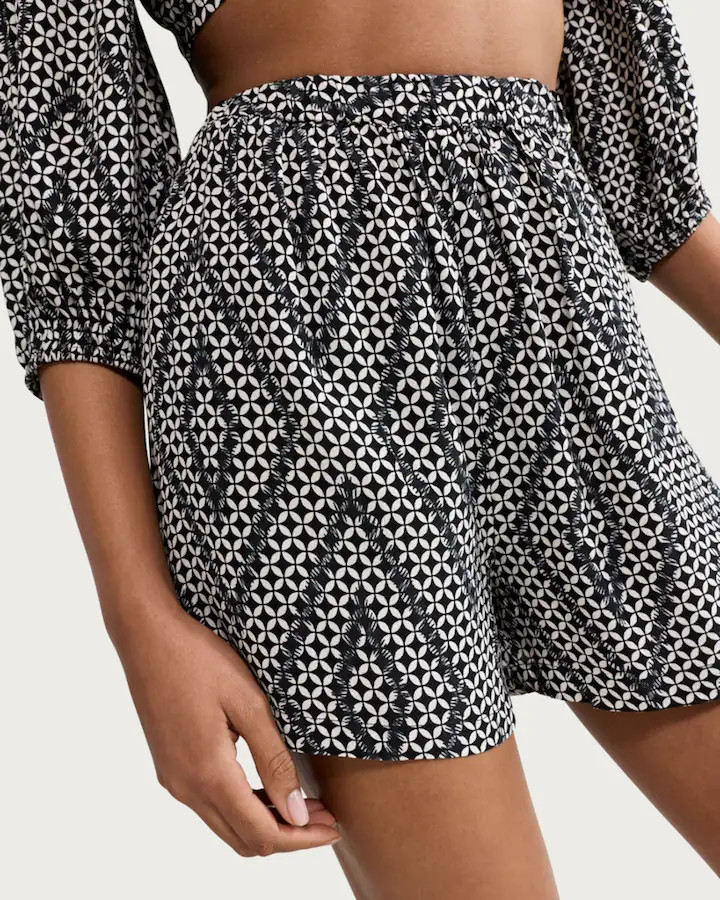 F&F Mono Print Co-ord Beach Shorts in Multi Black White | Tesco F&F