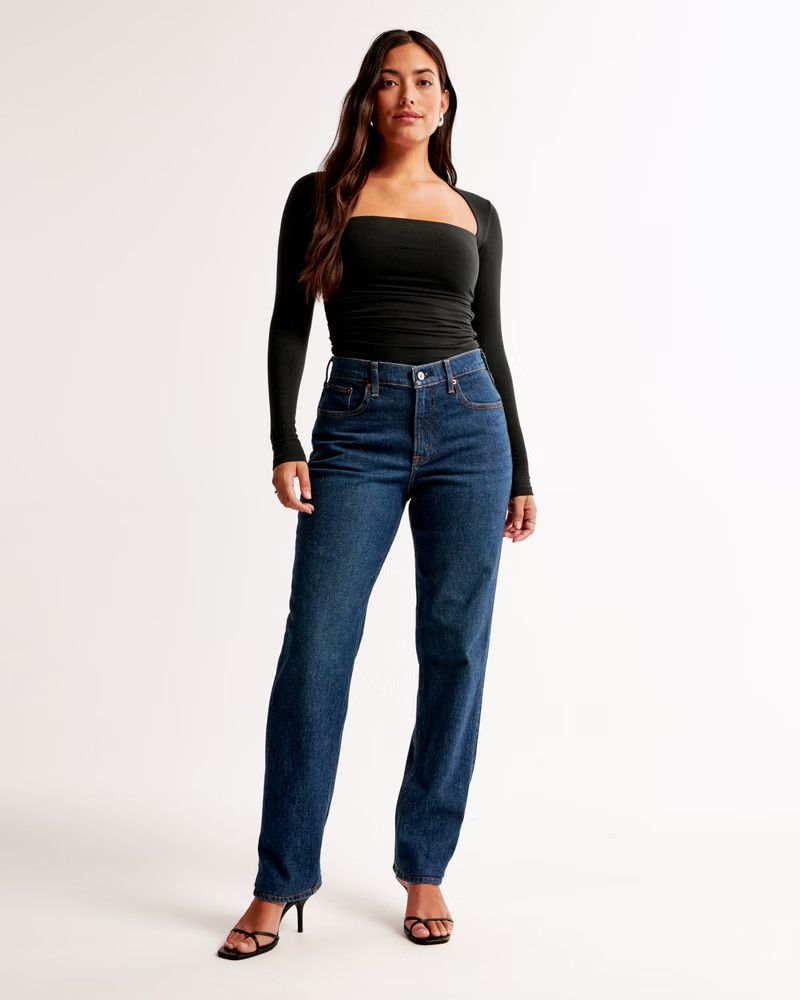Curve Love Mid Rise 90s Straight Jean | Abercrombie & Fitch (US)