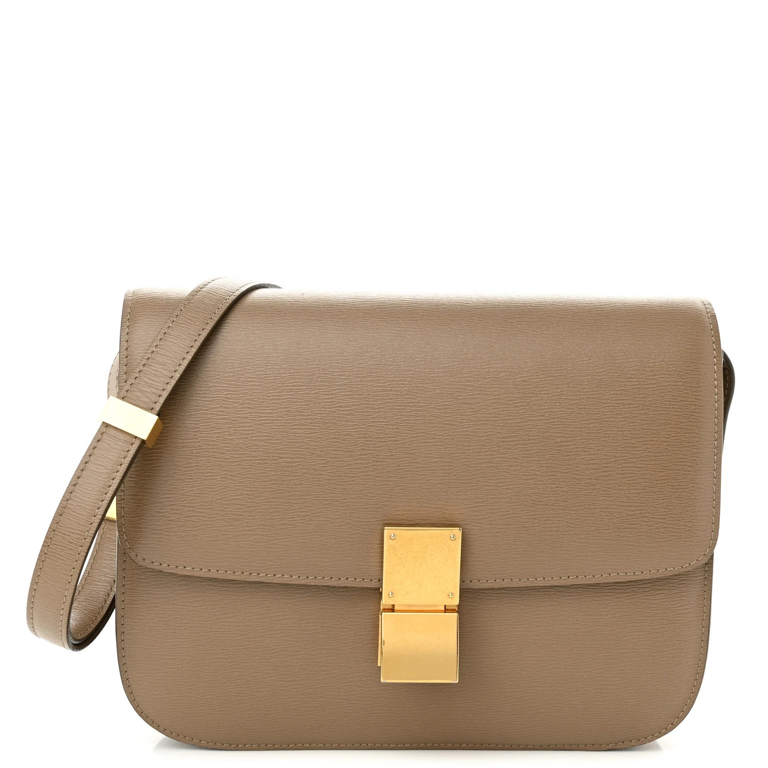 Liege Calfskin Medium Classic Box Flap Bag Taupe | FASHIONPHILE (US)
