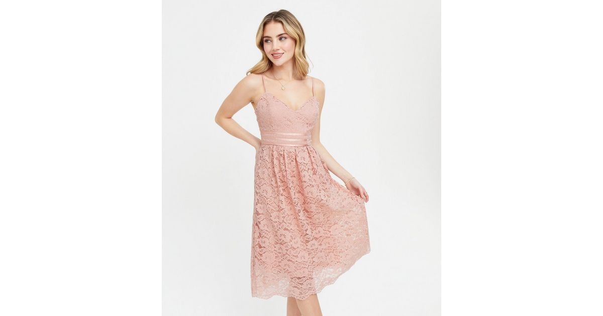 Pale Pink Floral Crochet Skater Dress
						
						Add to Saved Items
						Remove from Saved Ite... | New Look (UK)