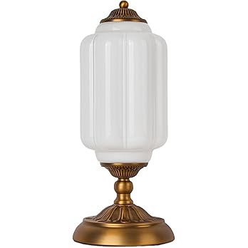 Vintage White Milk Glass Table Lamp, Mid Century Modern Lamps Dimmable, Elegant Scalloped Art Dec... | Amazon (US)