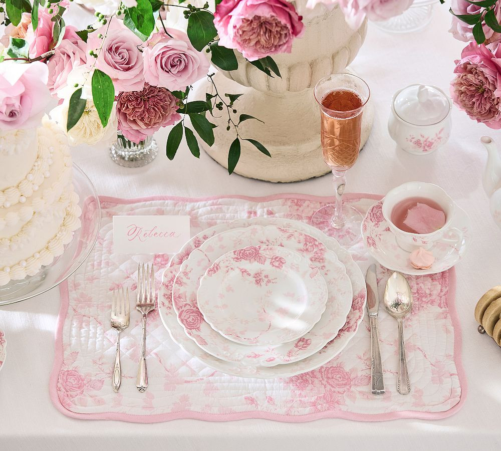 LoveShackFancy Pink Rose Dinner Plates - Set of 4 | Pottery Barn (US)