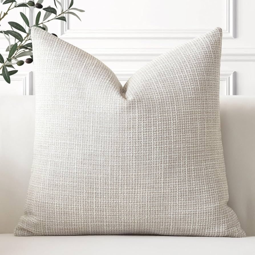 OTOSTAR Linen Throw Pillow Cover Set of 1 Decorative Square Pillowcases Cushion Covers 18x18 Inch... | Amazon (US)