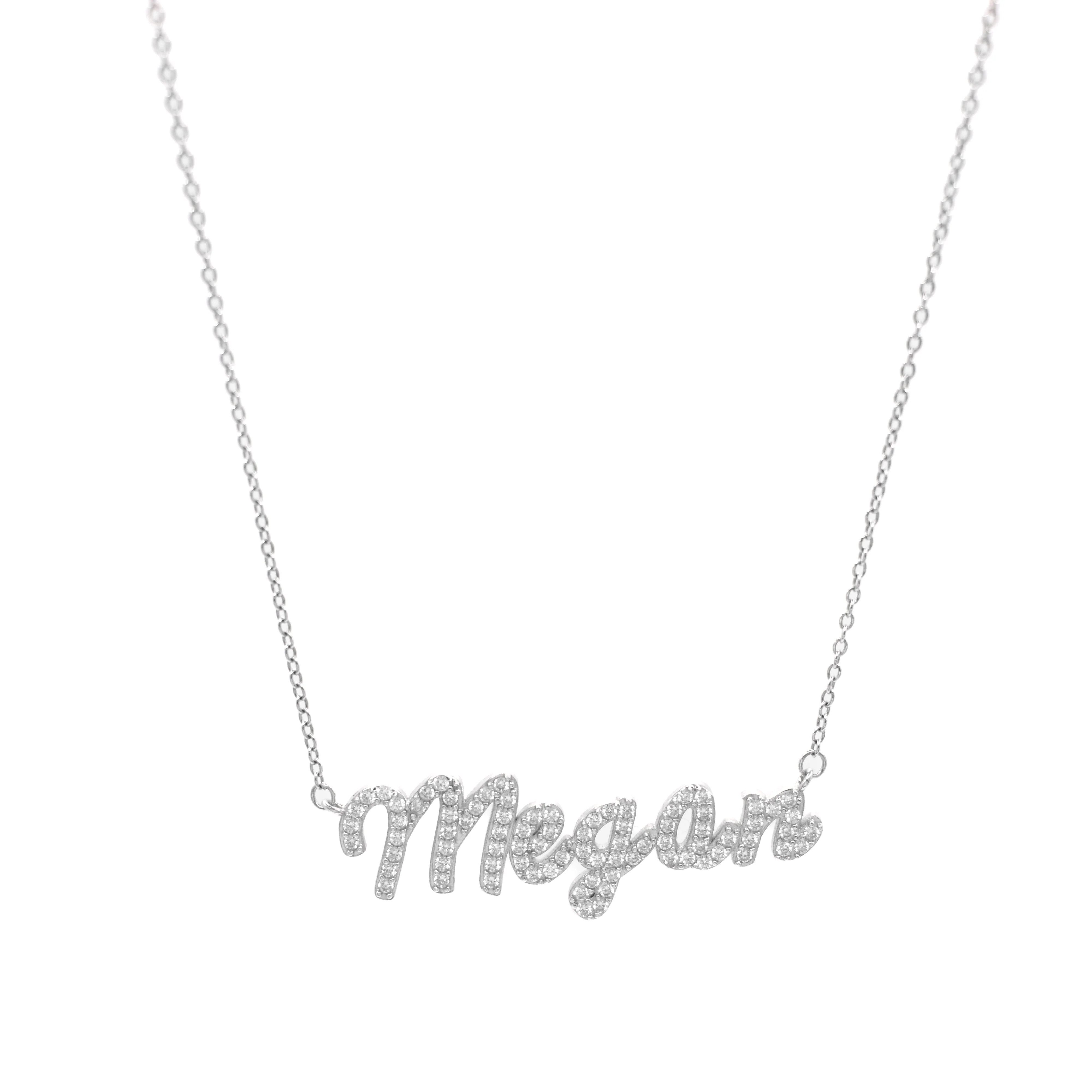 Custom Crystal Script Nameplate Necklace | The Sis Kiss