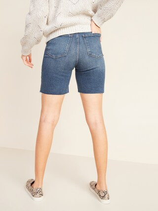 Extra High-Waisted Sky-Hi Cut-Off Jean Shorts for Women -- 7-inch inseam | Old Navy (US)