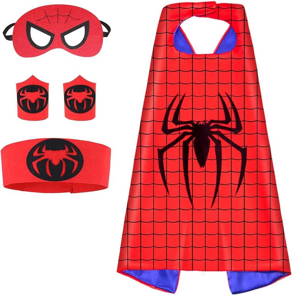 Kids Superhero Capes and Mask with Wristband Waist Belt Toys - Superhero Dress Up Costume Suit for 3 | Amazon (US)