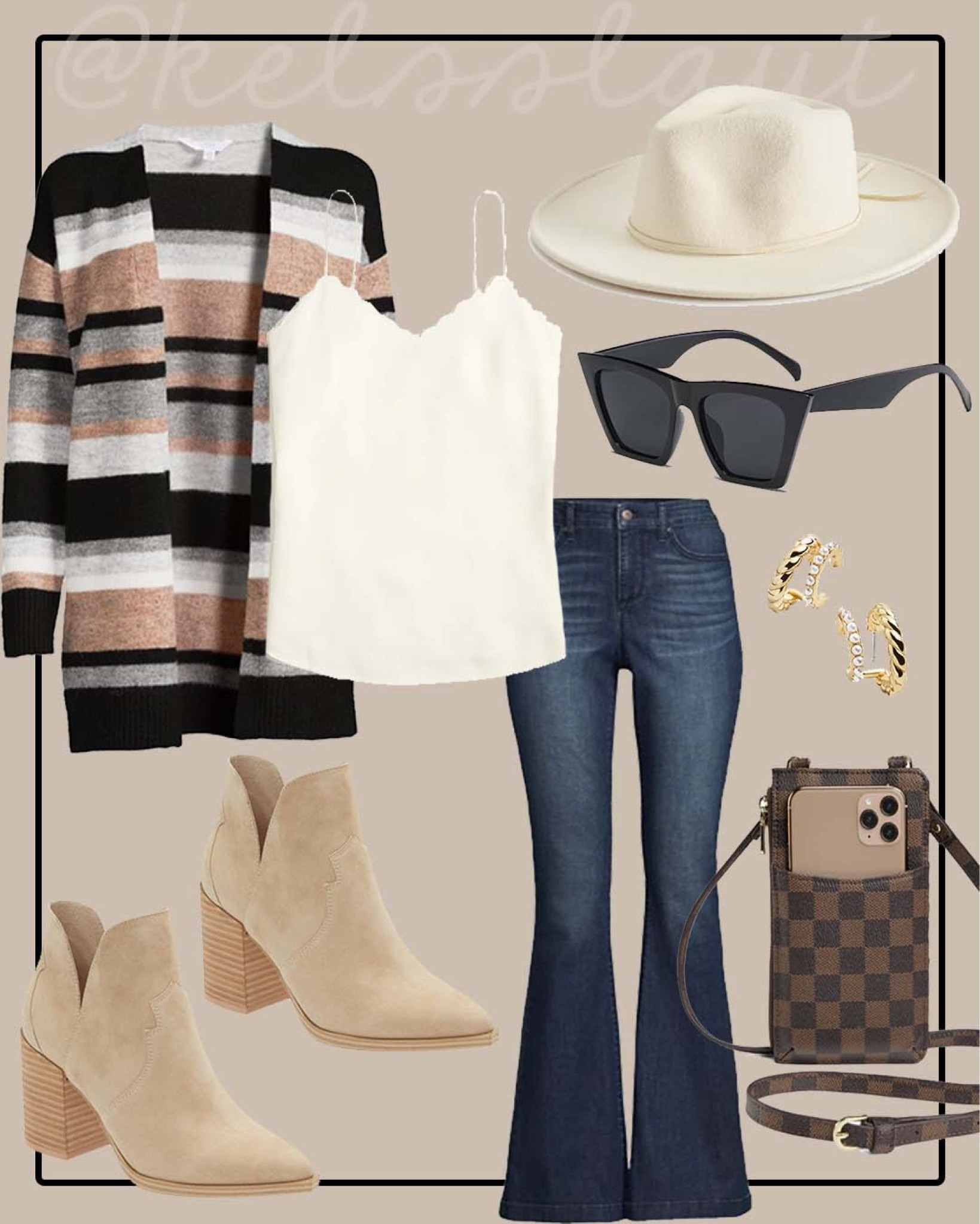 Walmart outfit, Walmart fashion, fall outfit, fall fashion, flare jeans, striped cardigan, Steve Madden booties 

#LTKunder50 #LTKsalealert #LTKSeasonal