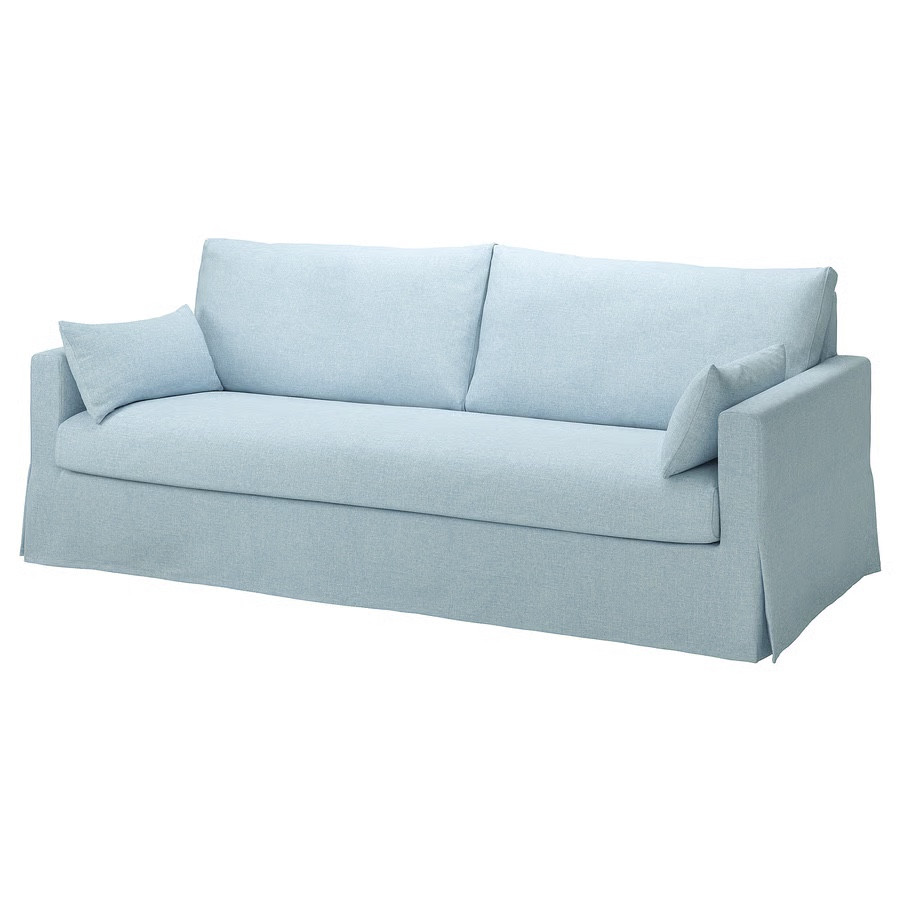 UNDER $1200 ✨ look for less pottery barn York sofa, slipcovered sofa Serena and Lily coastal
Traditional living room light blue sofa 