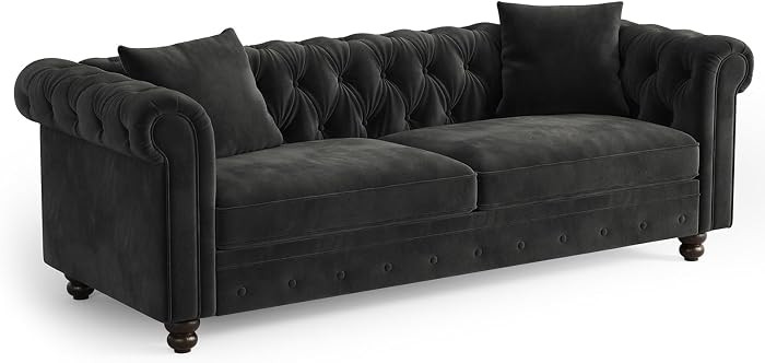 82 Inch Chesterfield Sofa, 23 Inch Deep Seat Velvet Couch for Living Room, Button Tufted Couch wi... | Amazon (US)