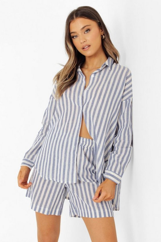 Chunky Stripe Shirt & Shorts Set | Boohoo.com (US & CA)