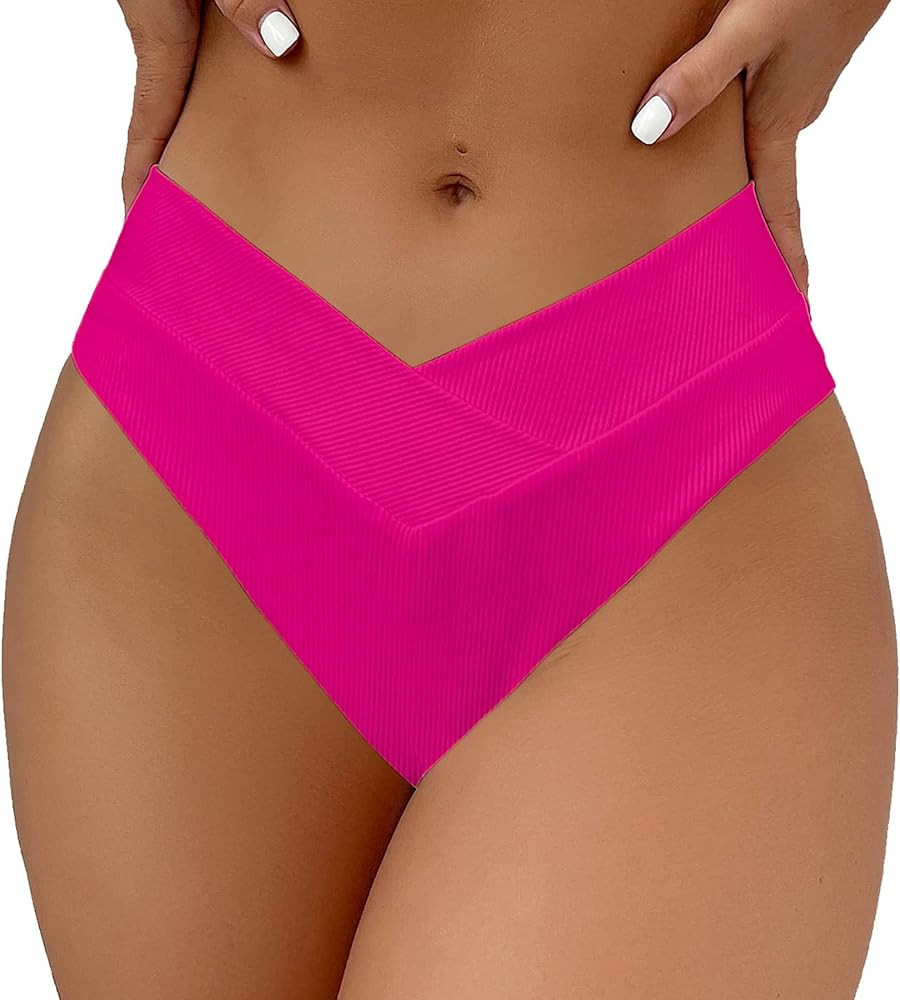 SherryDC Women's V Cut High Waisted Bikini Bottom High Leg Cut Swimsuit Bathing Suit Bottoms | Amazon (US)