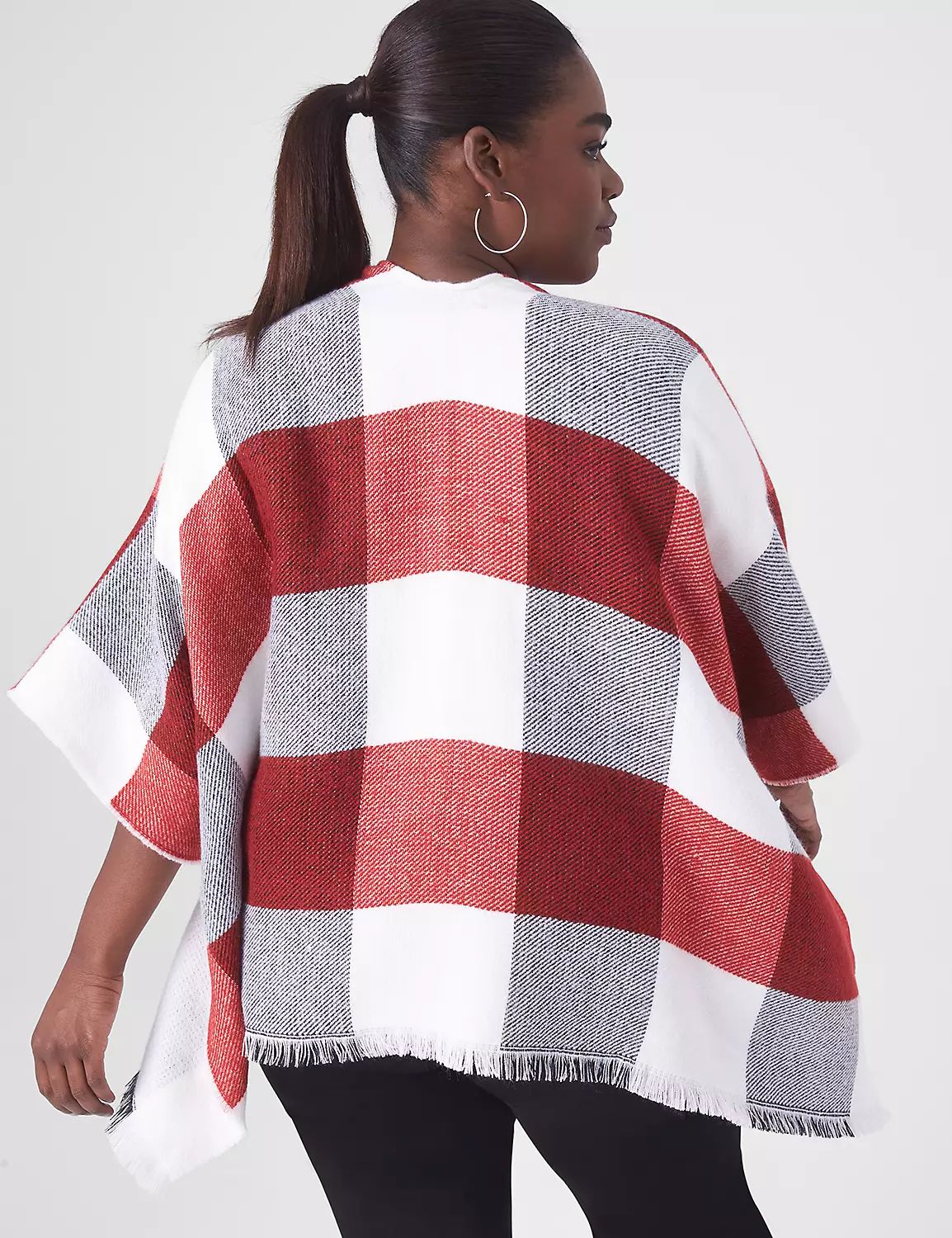 Relaxed Check Open-Front Poncho | LaneBryant | Lane Bryant (US)