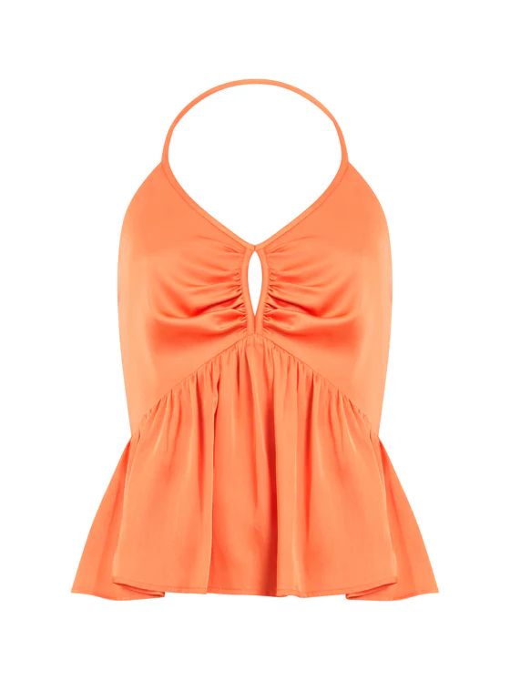 Inu Satin Halter Peplum Top | French Connection (US)