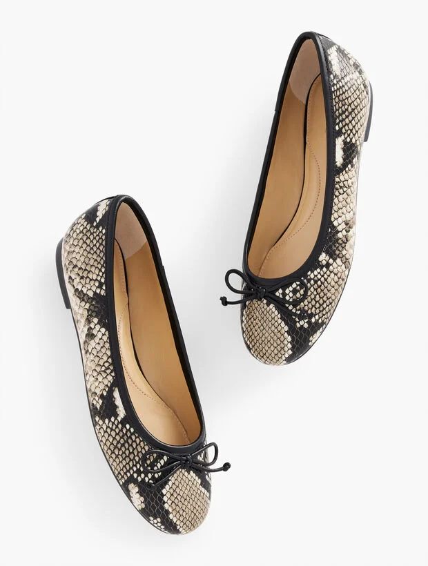 Blair Bow Ballet Flats - Embossed Leather | Talbots