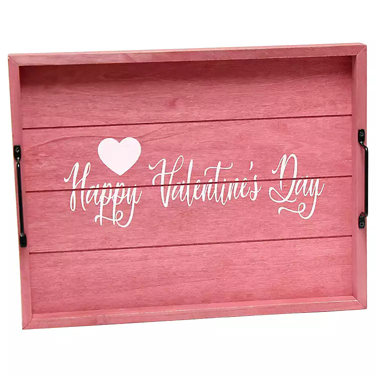 Pink Happy Valentine's Day Wood Tray | Kirkland's Home