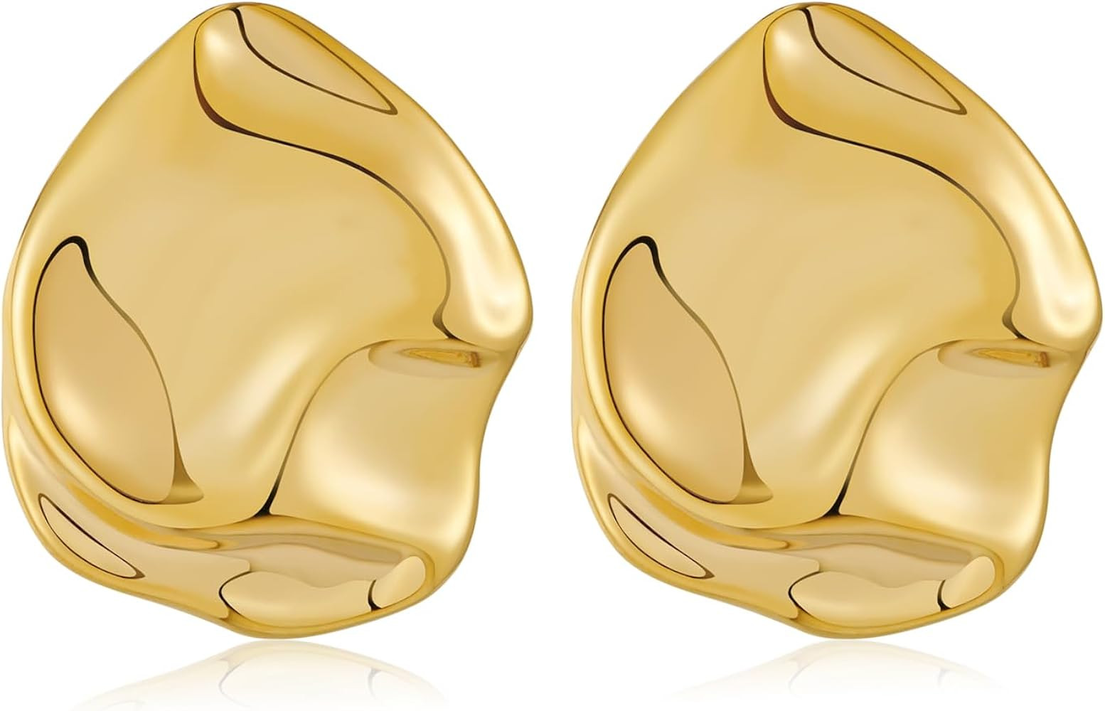 Gold Studs Earrings For Women Spiral Earrings Gold Square Earrings Wavy Earrings Textured Stud Ea... | Amazon (US)