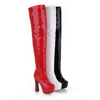 Women's Pole Dance Shoes Over The Knee Boots Faux Leather High Heel Plus Size  | eBay | eBay US