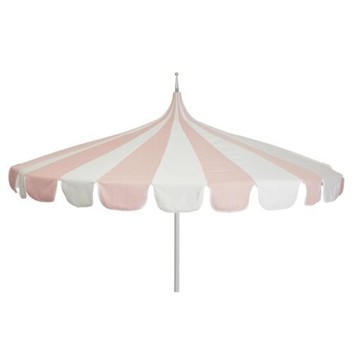 Aya Pagoda Patio Umbrella, Blush Pink/White | One Kings Lane